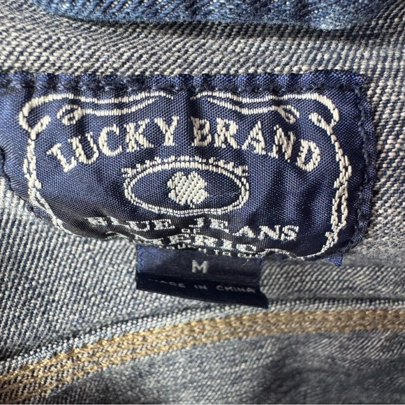 Lucky brand jacket jean coat denim button up logo buttons soft stretchy blue - Picture 8 of 10